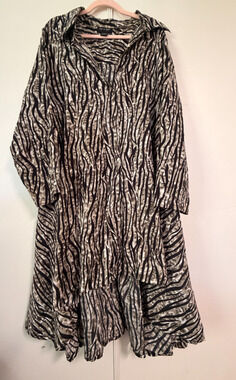 Step In Style Zebra Leopard Stripe Shirt Dress 3XL Plus Size Long Sleeve Button